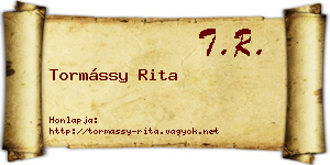 Tormássy Rita névjegykártya